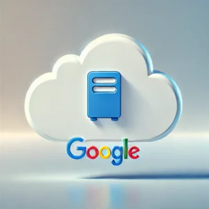 DALL·E 2024-12-10 20.43.55 – A simple and clean illustration representing Google Cloud Virtual Machines (VMs). The design includes a single Google Cloud logo with a virtual machin